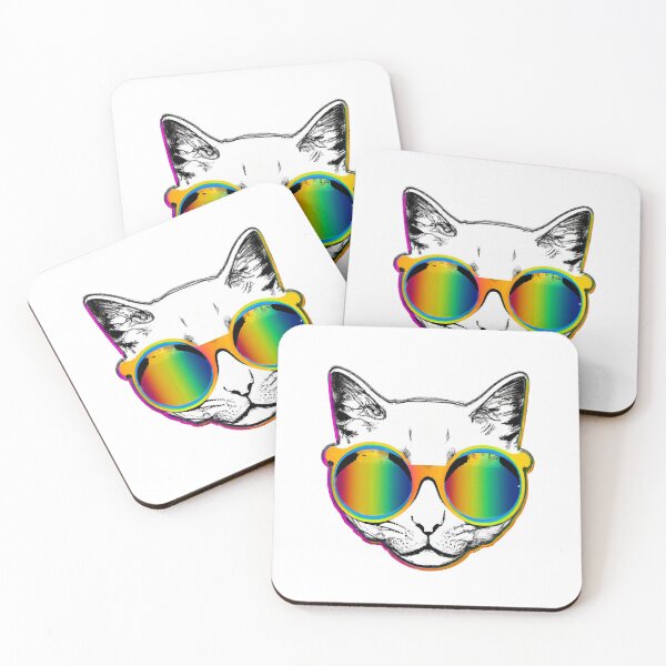 Item preview, cat portrait with cool rainbow glasses  designed and sold by vishalraifx.