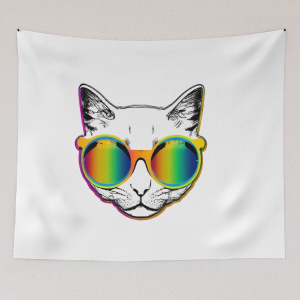 Item preview, cat portrait with cool rainbow glasses  designed and sold by vishalraifx.