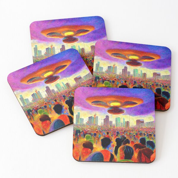 Item preview, Alien Invasion UFO Psychedelic Otherworldly Extraterrestrial Surreal Unidentified Flying Object  designed and sold by Weirdarto.