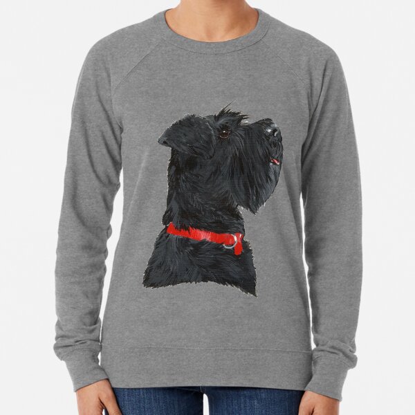 Miniature Black Schnauzer Head Shot Lightweight Sweatshirt