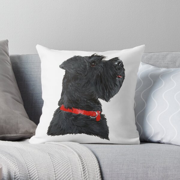 Miniature Black Schnauzer Head Shot Throw Pillow
