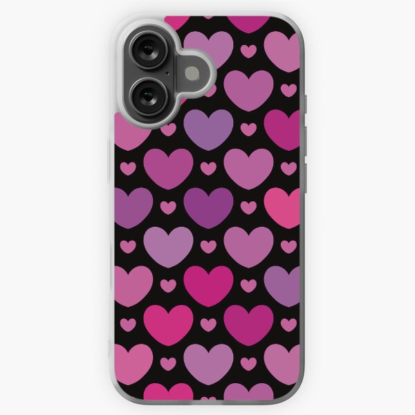 Pink and Purple Heart Pattern with Black Background 