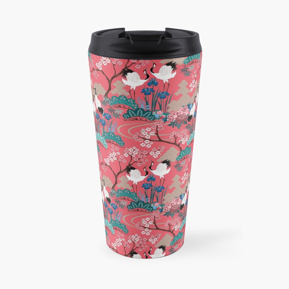Japanese Garden in Red Travel Mug