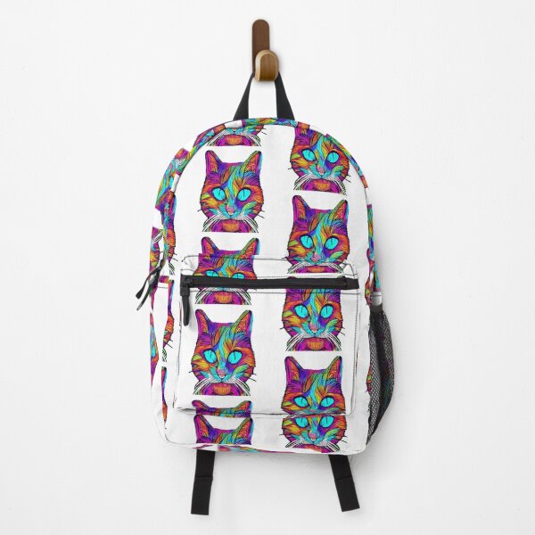 Item preview, Trippy psychedelic cat portrait illustration with big blue eyes  designed and sold by vishalraifx.