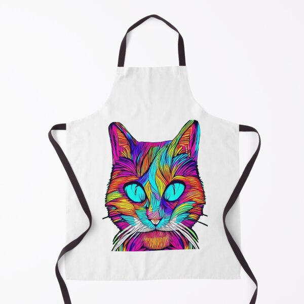 Item preview, Trippy psychedelic cat portrait illustration with big blue eyes designed and sold by vishalraifx.