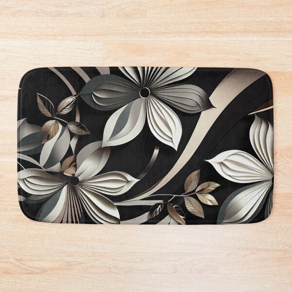 Item preview, "Freya" - Luxury Flowers Abstract Pattern in Silver, Black, Gold designed and sold by HiArtify ❤️.