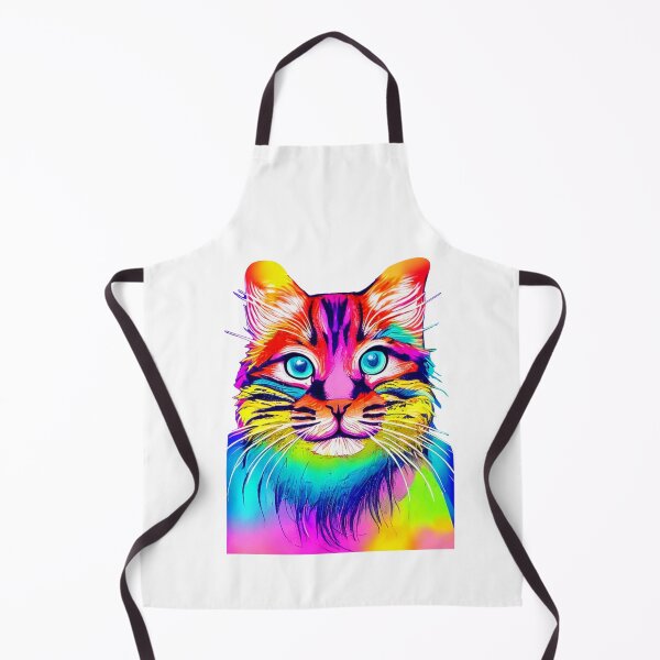 Item preview, Trippy psychedelic cat portrait illustration with big blue eyes and rainbow fur designed and sold by vishalraifx.