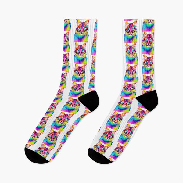 Item preview,  Trippy psychedelic cat portrait illustration with big blue eyes and rainbow fur  designed and sold by vishalraifx.