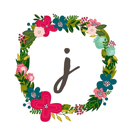 Download "Letter J Floral Wreath Monogram " Posters by thedoodlecoop | Redbubble