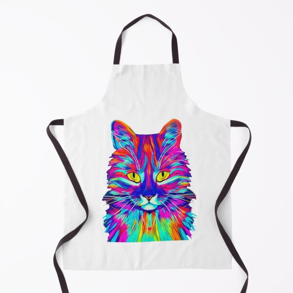 Item preview, Colorful trippy psychedelic cat portrait illustration with yellow eyes designed and sold by vishalraifx.