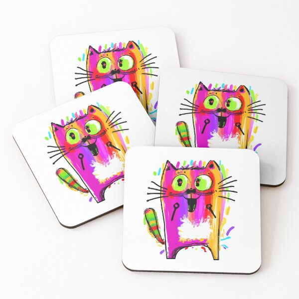 Item preview, colorful abstract happy cat painting doodle  designed and sold by vishalraifx.