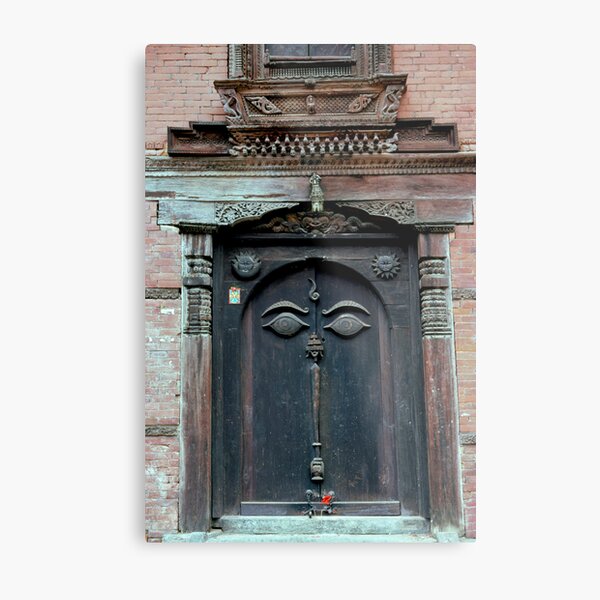 Buddha's Eyes on Nepalese Door Metal Print