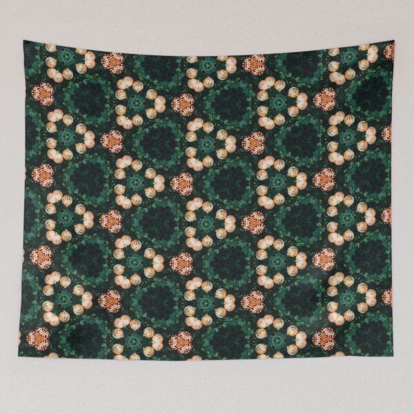 Aperçu de l'œuvre Modèle de thème orange à feuilles vertes pour la saison de Noël et d'hiver # 3 créée et vendue par The Patterns Girl.
