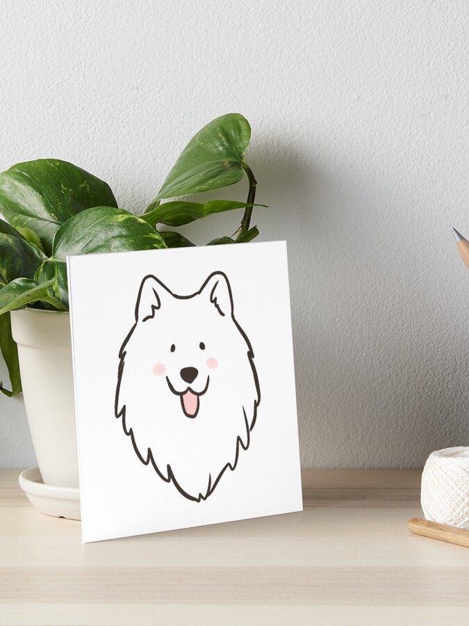 全信頼を寄せる dog samoyed Cute face  illustration トップス