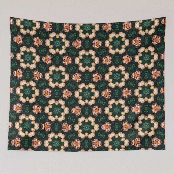 Aperçu de l'œuvre Modèle de thème orange à feuilles vertes pour Noël et la saison d'hiver # 5 créée et vendue par The Patterns Girl.