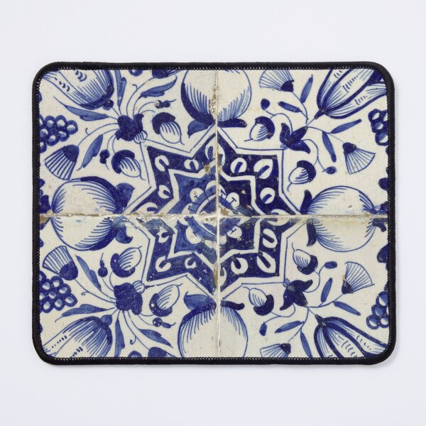 Item preview, Vintage Geometric Blue White Tile Pattern designed and sold by idovedesign.
