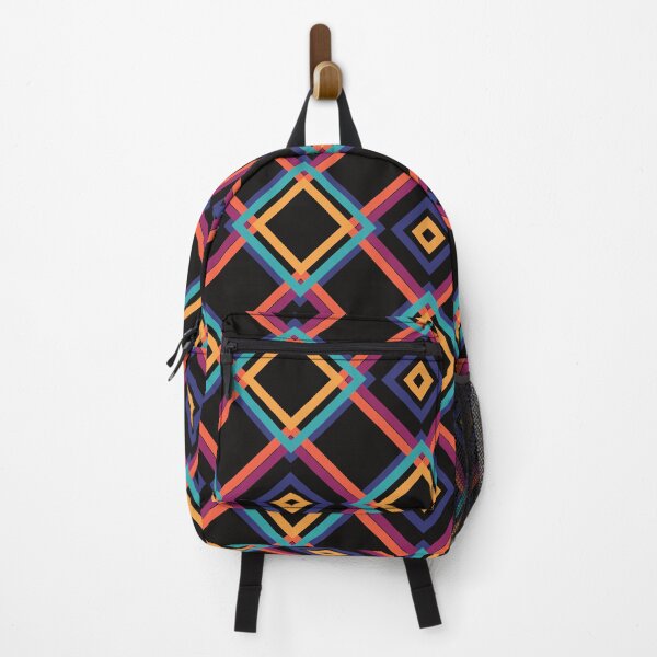 Item preview, Colorful Geometric Checkerboard Pattern in Turquoise, Yellow and Purple on Black designed and sold by LiquidWing.