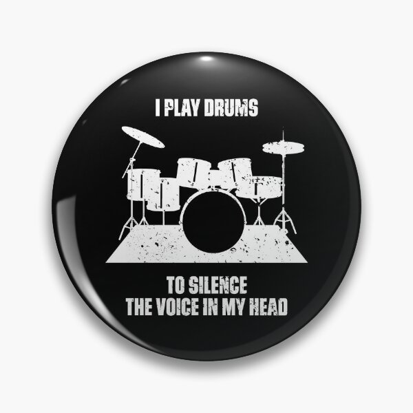 Item preview, I Play Drums To Silence The Voice In My Head Music Funny Quote Distressed designed and sold by udesignstudio.