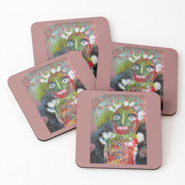 Item preview, Green Man With Fluffy Hair Expressionist Art designed and sold by BeaOutsiderArt.
