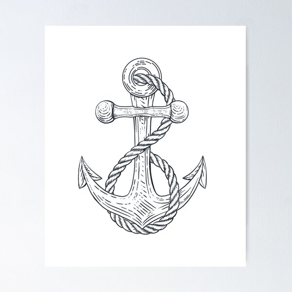 Simple Mono Line Art Anchor For Boat Ship Marine Navy Nautical