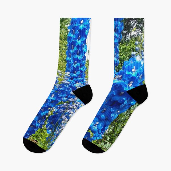 Item preview, Bright blue delphiniums in a country garden. designed and sold by claireseyeview.