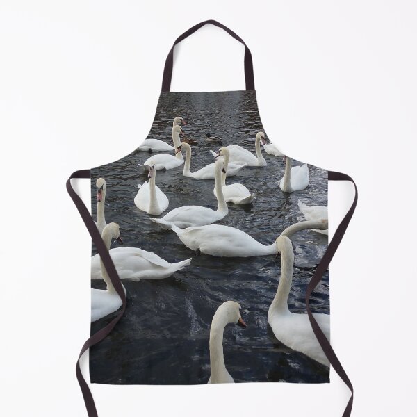 Item preview, Socially distancing white swans on dark water. designed and sold by claireseyeview.