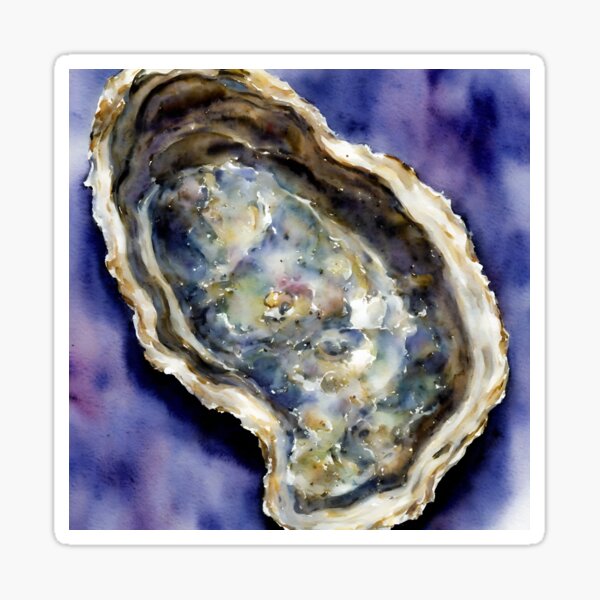 Item preview, Oyster highly detailed watercolor painting designed and sold by DrawItOnce.