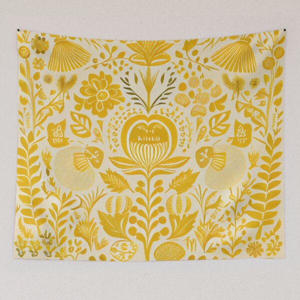 Item preview, Yellow Enchanted Scandinavian Pattern Digital Painting designed and sold by CodeAndColors.