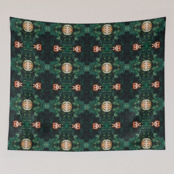 Aperçu de l'œuvre Modèle de thème orange à feuilles vertes pour Noël et la saison d'hiver # 20 créée et vendue par The Patterns Girl.