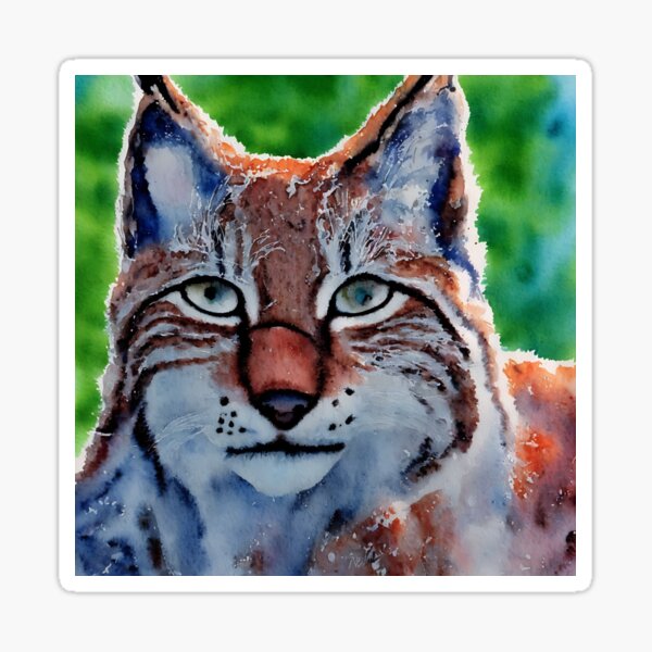 Item preview, Lynx highly detailed watercolor painting designed and sold by DrawItOnce.