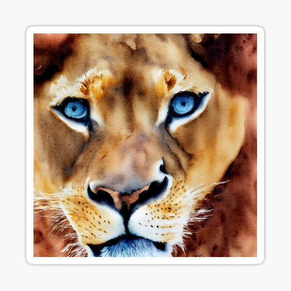 Item preview, Lioness highly detailed watercolor painting designed and sold by DrawItOnce.