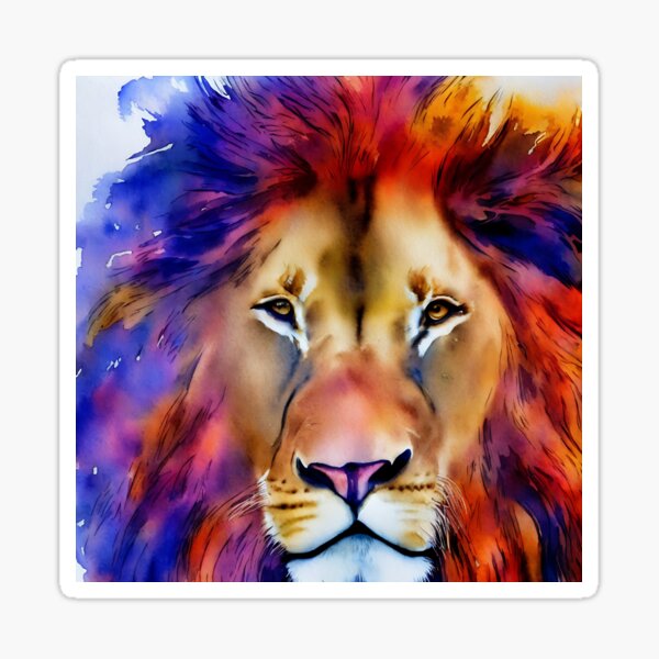 Item preview, Lion highly detailed watercolor painting designed and sold by DrawItOnce.