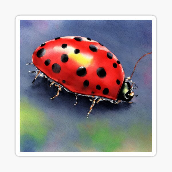 Item preview, Ladybug highly detailed watercolor painting designed and sold by DrawItOnce.