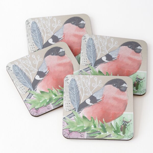 Item preview, Bullfinch feather Collage designed and sold by Carolynne.