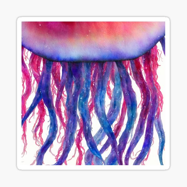 Item preview, Jellyfish highly detailed watercolor painting designed and sold by DrawItOnce.