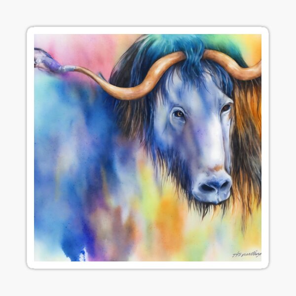 Item preview, Gnu highly detailed watercolor painting designed and sold by DrawItOnce.