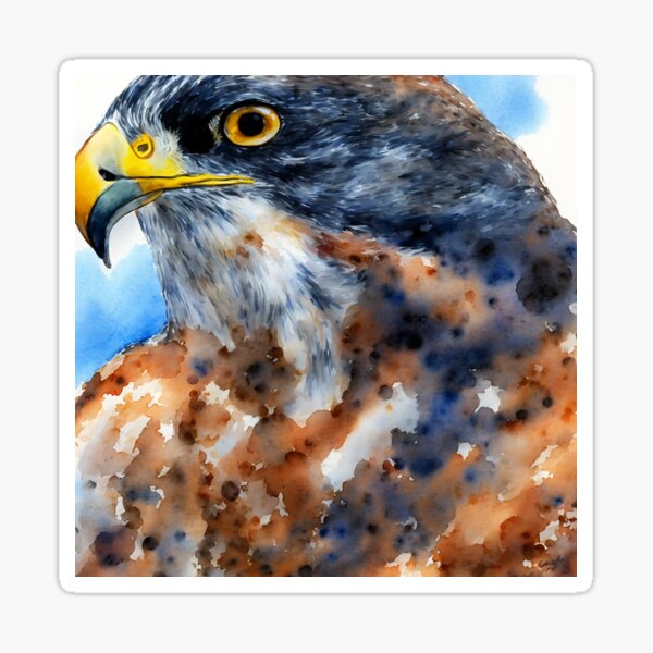Item preview, Falcon highly detailed watercolor painting designed and sold by DrawItOnce.