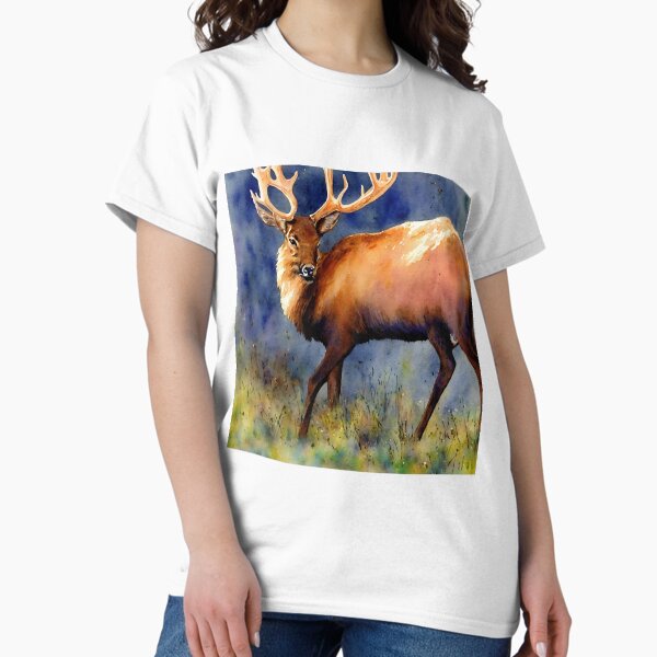 Item preview, Elk highly detailed watercolor painting designed and sold by DrawItOnce.