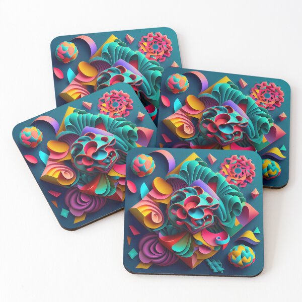 Item preview, Three Dimensional Colorful Maximalist Pattern Digital Painting designed and sold by CodeAndColors.