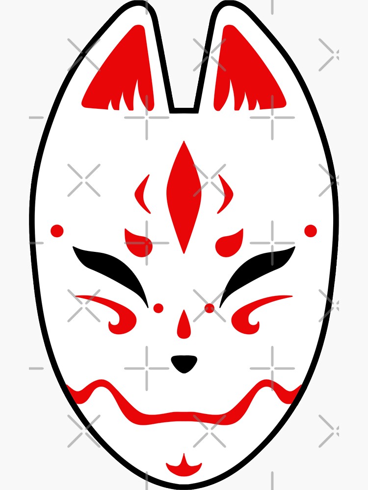 "kitsune mask white" Sticker for Sale by Orroppa Redbubble