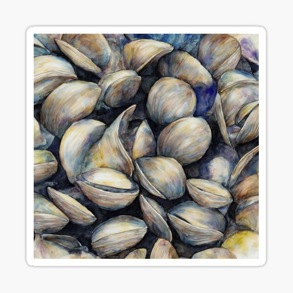 Item preview, Clams highly detailed watercolor painting designed and sold by DrawItOnce.