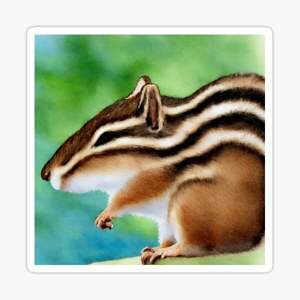 Item preview, Chipmunk highly detailed watercolor painting designed and sold by DrawItOnce.