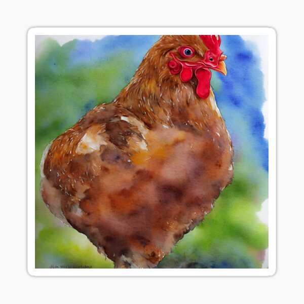 Item preview, Chicken highly detailed watercolor painting designed and sold by DrawItOnce.