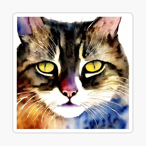 Item preview, Cat highly detailed watercolor painting designed and sold by DrawItOnce.