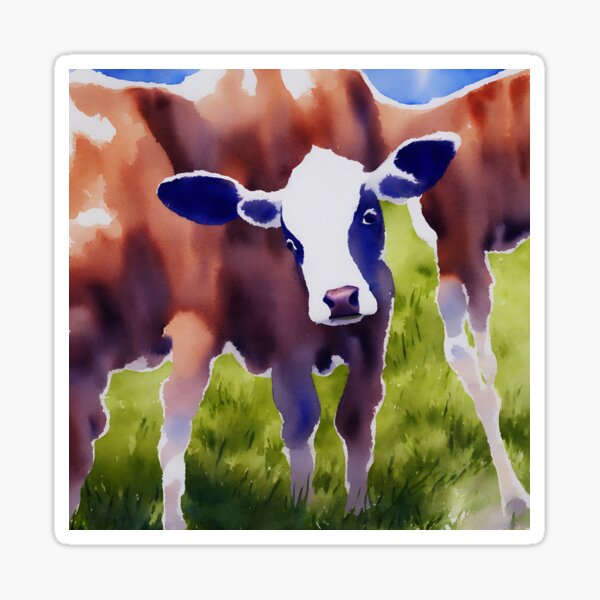 Item preview, Calf highly detailed watercolor painting designed and sold by DrawItOnce.