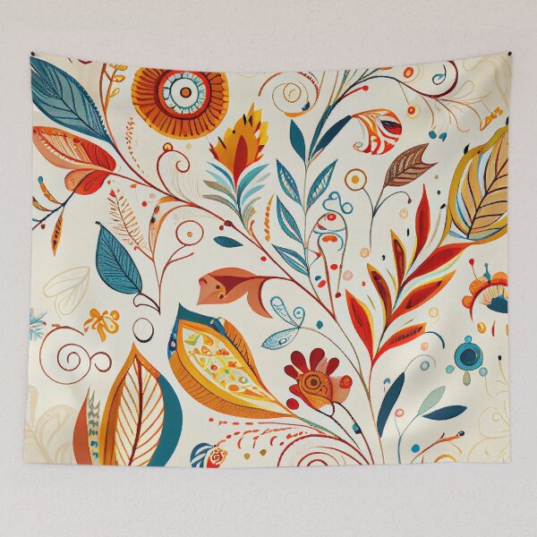 Item preview, Enchanted Cartoon White Bohemian Pattern Digital Painting designed and sold by CodeAndColors.