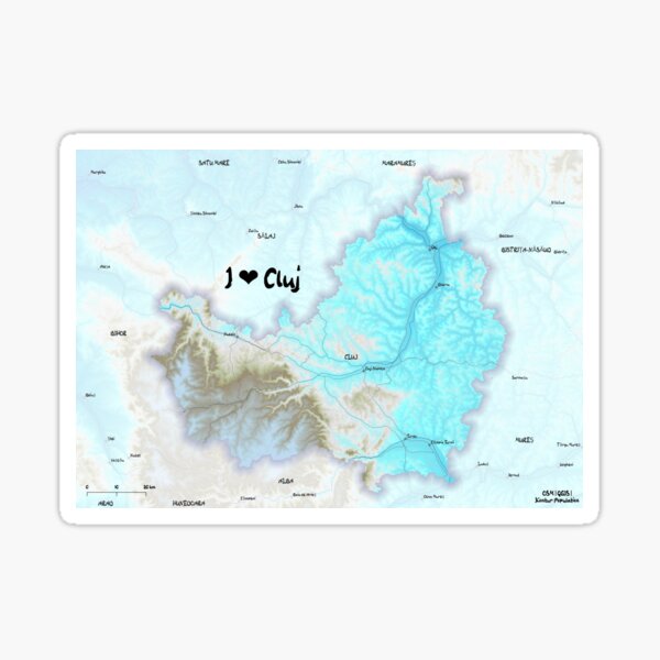 Cluj County Map, România Sticker