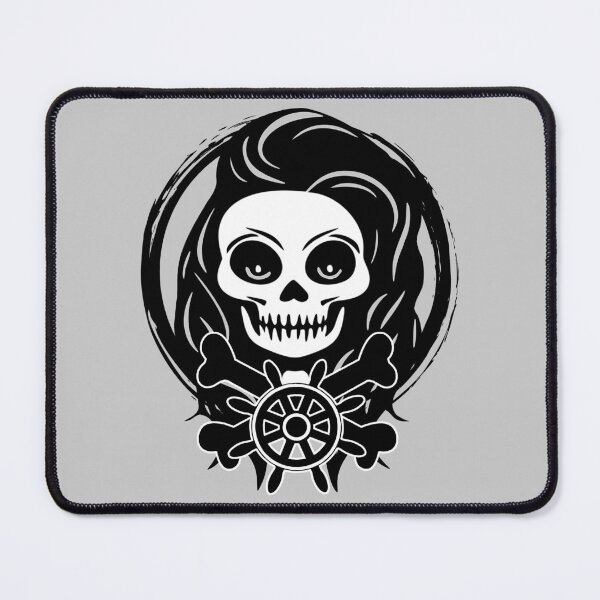Item preview, Skipper Female Skull and Ship Steering Wheel Black Logo designed and sold by Nuletto.