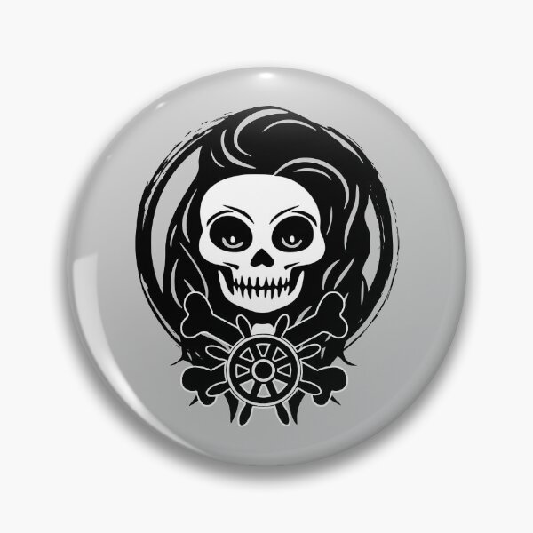Item preview, Skipper Female Skull and Ship Steering Wheel Black Logo designed and sold by Nuletto.