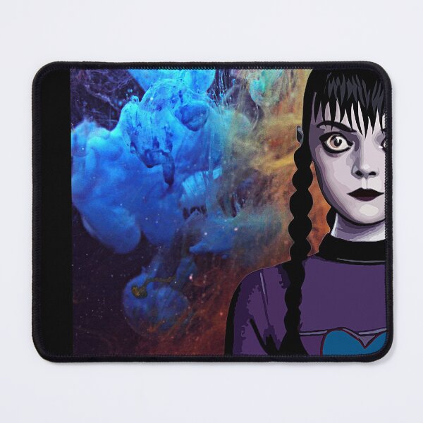 Item preview, Cool Illustration Of Wednesday Addams on a Blue, Yellow and Red Liquid Smoke from the Netflix Wednesday Show  designed and sold by Kodexstore.